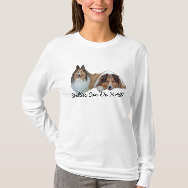 Camiseta T-shirt das senhoras de Sheltie (Frente)