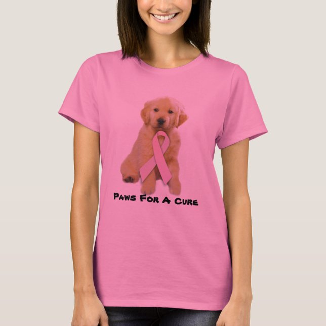 Camiseta T-shirt das senhoras do cancro da mama do golden (Frente)