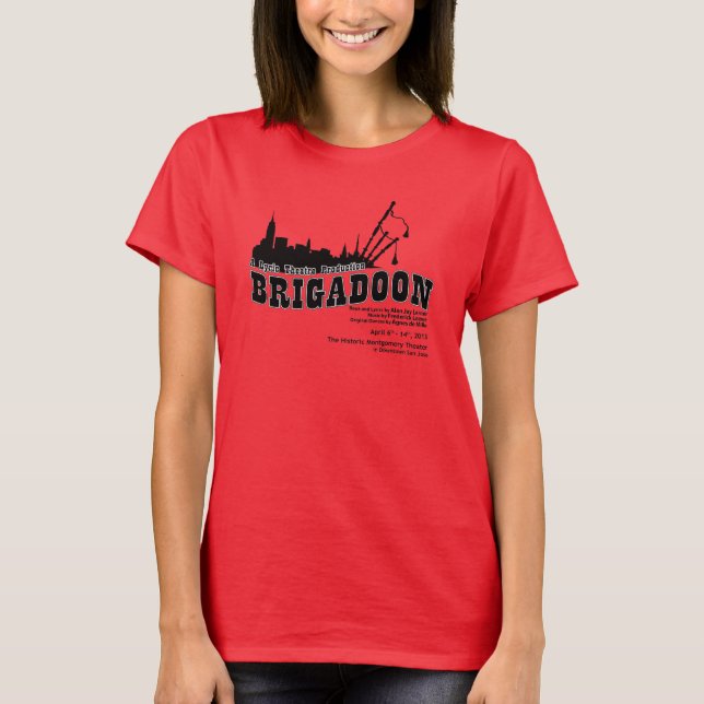 Camiseta T-shirt das senhoras do molde de Brigadoon (Frente)