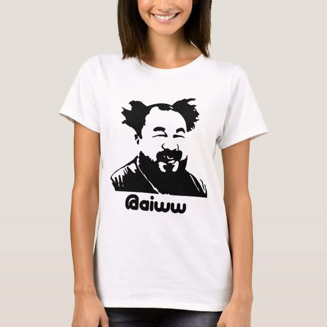 Camiseta T-shirt das senhoras do Twitter do @aiww do Ai (Frente)