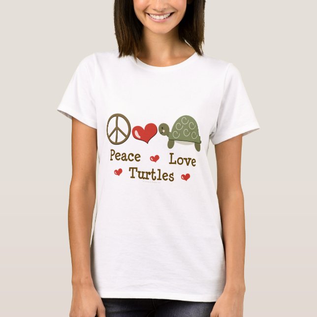 Camiseta T-shirt das tartarugas do amor da paz (Frente)