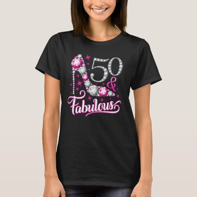 Camiseta T-shirt de 50º aniversário. 50 t-shirt fabulosa pa (Frente)