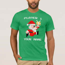 Camiseta T-shirt de 8 bits personalizado do Natal de Papai