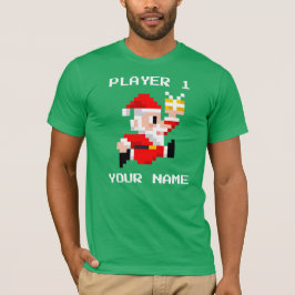 Camiseta T-shirt de 8 bits personalizado do Natal de Papai