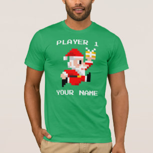 Camiseta T-shirt de 8 bits personalizado do Natal de Papai