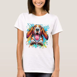 Camiseta t-shirt de abertura de cores do hound basset