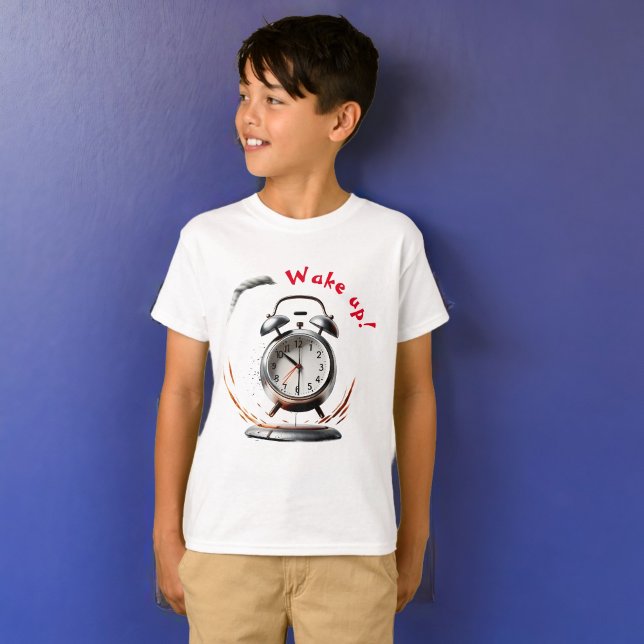 Camiseta T-shirt de acordar com o despertador de toque (Criador carregado)