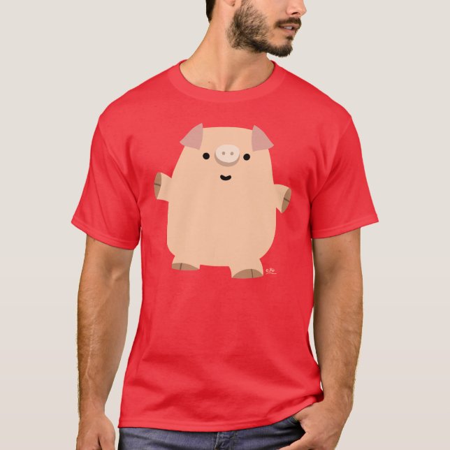 Camiseta T-shirt de animação bonitinha para porcos (Frente)