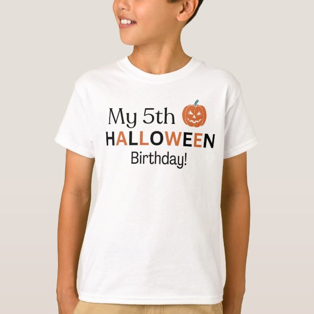 Camiseta "T-Shirt de Aniversário do Halloween Personalizado (Frente)