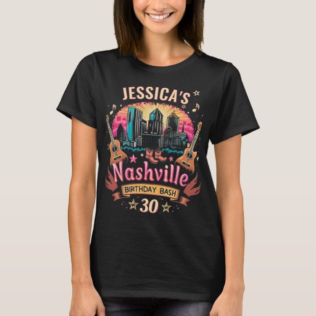 Camiseta T-Shirt de aniversário Personalizável de Nashville (Frente)