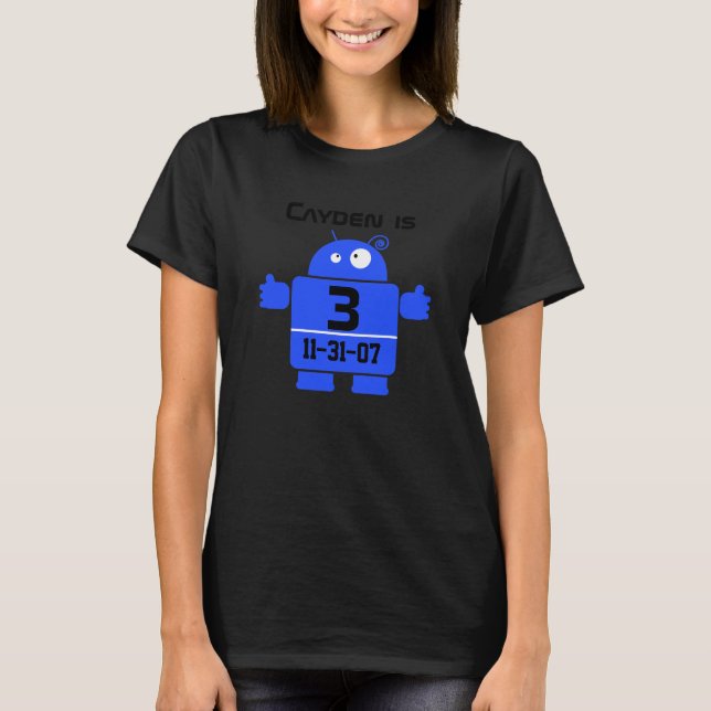 Camiseta T-shirt de aniversário personalizável robô (Frente)