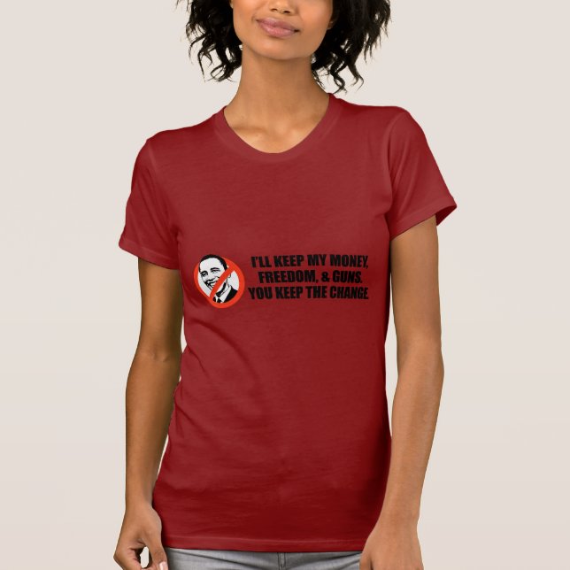 Camiseta T-shirt de Anti-Obama - você mantem a mudança (Frente)