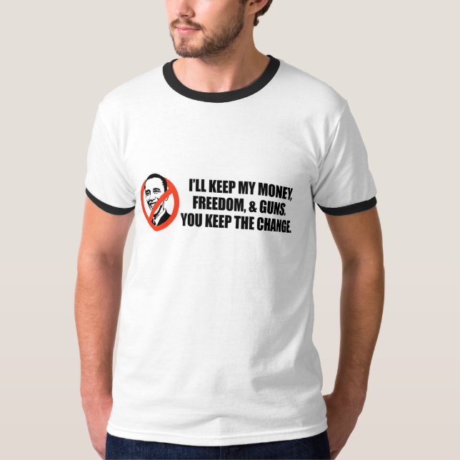 Camiseta T-shirt de Anti-Obama - você mantem a mudança (Frente)