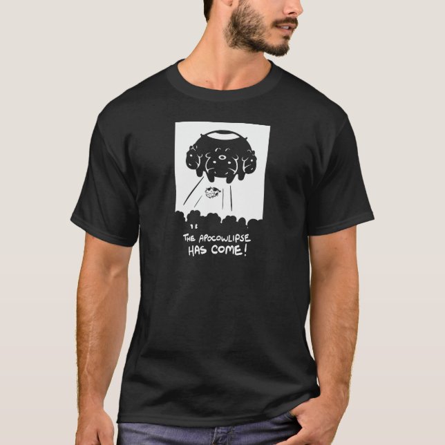 Camiseta T-shirt de Apowcalipse da evolução da vaca (Frente)