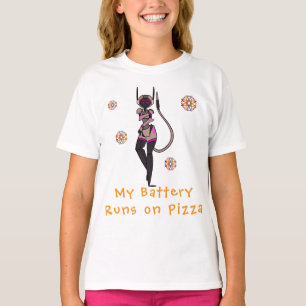 Camiseta T-Shirt de Arte de Pizza Robô Bonita