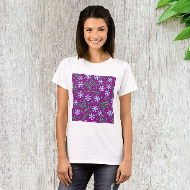Camiseta T-Shirt de Arte Floral Púrpura (Criador carregado)