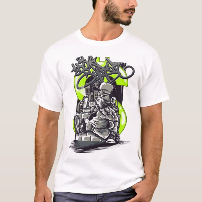 Camiseta T-Shirt de artista de grafite ilustrada Quirky (Frente)