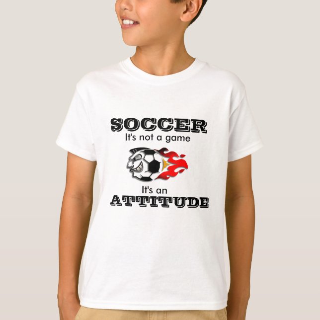 Camiseta T-Shirt de Atitude de Futebol para Crianças (Frente)