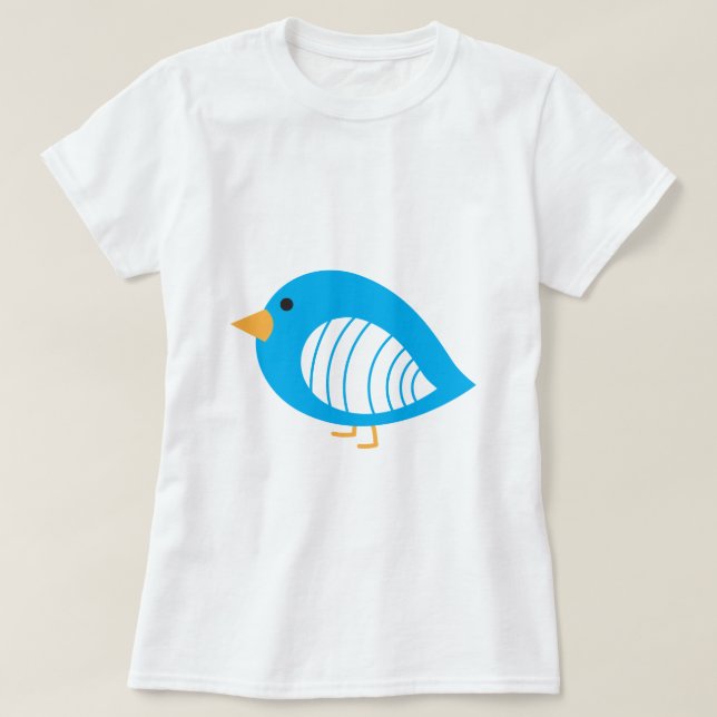 Camiseta T-Shirt de aves coloridas azuis (Frente do Design)