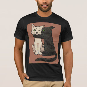 Camiseta T-shirt de beijo bonito da arte do casal do gato
