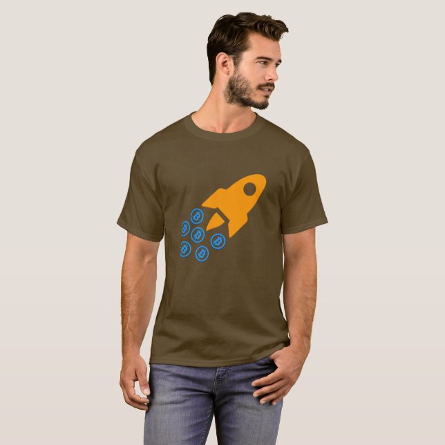 Camiseta T-shirt de Bitcoin (BTC) Rocket (Frente Completa)