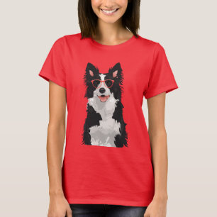 Camiseta T-shirt de border collie do hipster para amantes
