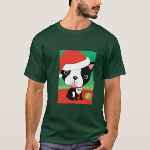 Camiseta T-shirt de Boston Terrier do Natal