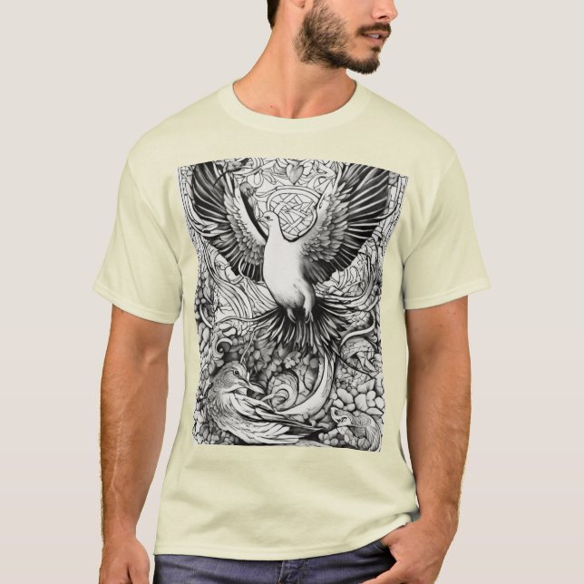 Camiseta T-Shirt de Buraco Negro e Branco e Serpente (Frente)