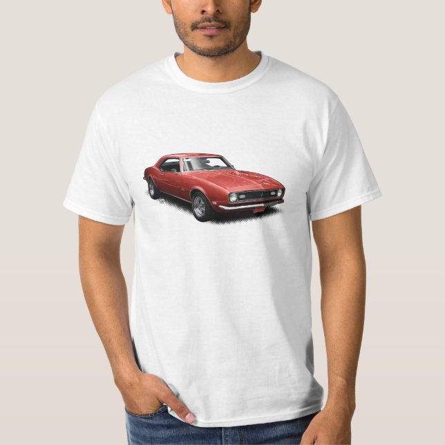 Camiseta T-shirt de Camaro do vermelho 68 (Frente)