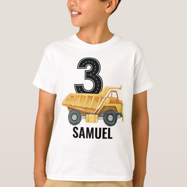 Camiseta T-Shirt de Caminhão de Construção de aniversário d (Frente)