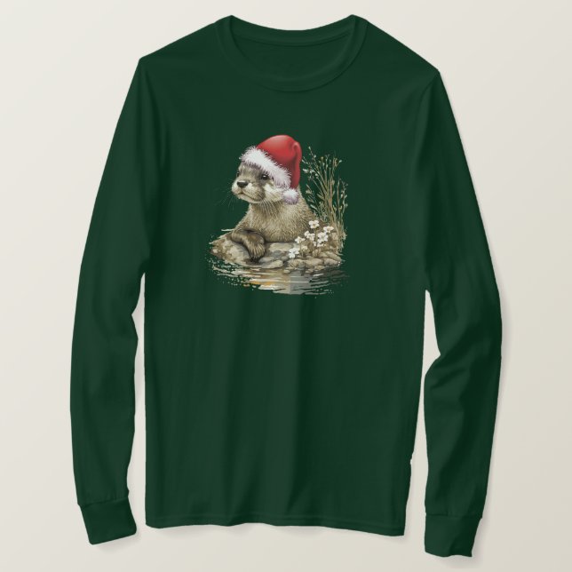 Camiseta T-Shirt de Capa Longa de Natal (Frente do Design)