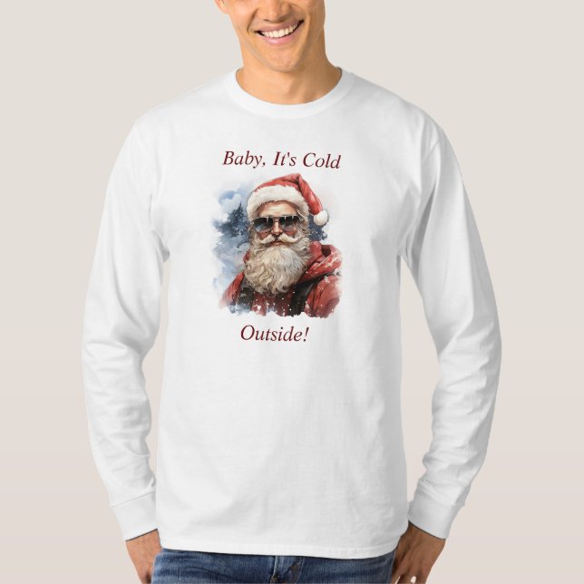 Camiseta T-Shirt de Capa Longa de Natal (Frente)
