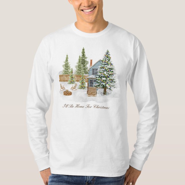Camiseta T-Shirt de Capa Longa de Natal (Frente)