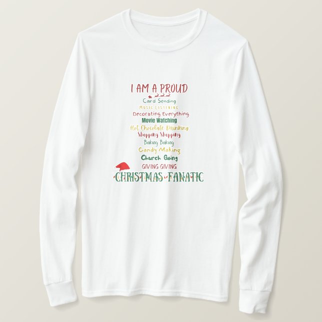 Camiseta T-Shirt de Capa Longa de Natal (Frente do Design)