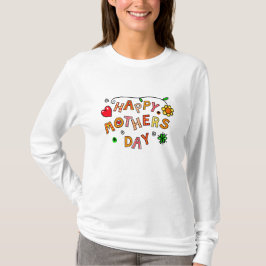 Camiseta T-Shirt de Capa Longa e Feliz Dia de as mães
