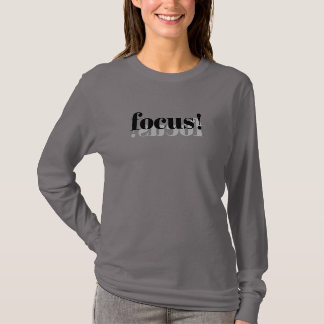 Camiseta T-Shirt de Capa Longa Foco - Design de Motivação (Frente)