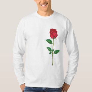 Camiseta T-Shirt de Capa Longa Rosa vermelha Elegante