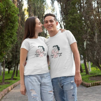 Camiseta T-Shirt de Casais Personalizados - Nomes e Data Pe