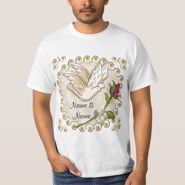 Camiseta T-Shirt de Casamento Personalizado da Dove (Frente)