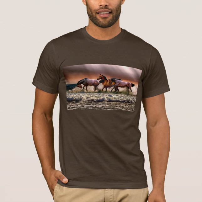 Camiseta T-shirt de cavalos correndo (Frente)