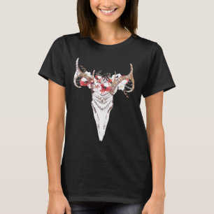 Camiseta T-shirt de caveira de vaca floral