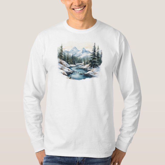 Camiseta T-Shirt de Cena de Inverno Longa (Frente)