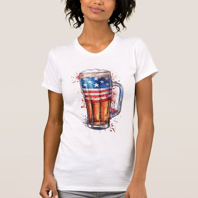 Camiseta T-Shirt de Cerveja Patriótica Divertida (Frente)