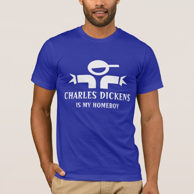 Camiseta T-shirt de Charles Dickens com citações engraçadas (Frente)