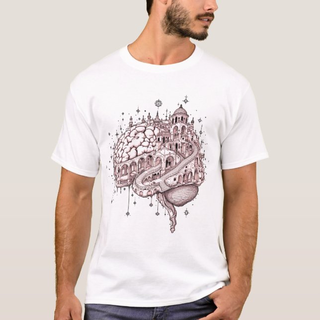 Camiseta T-Shirt de Cidade do Cérebro Intricada (Frente)