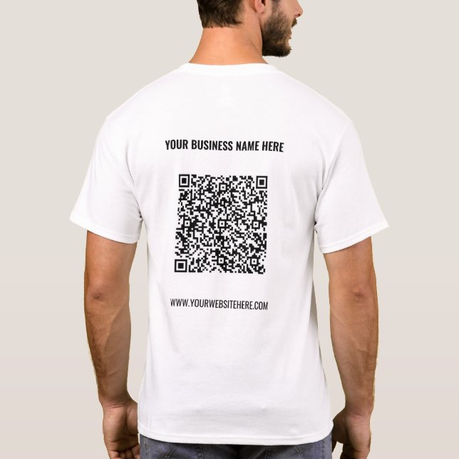 Camiseta T-Shirt de código QR personalizado com texto perso (Verso)