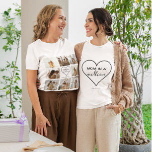 Camiseta T-Shirt de Colagem de Fotos Personalizada "Mãe e