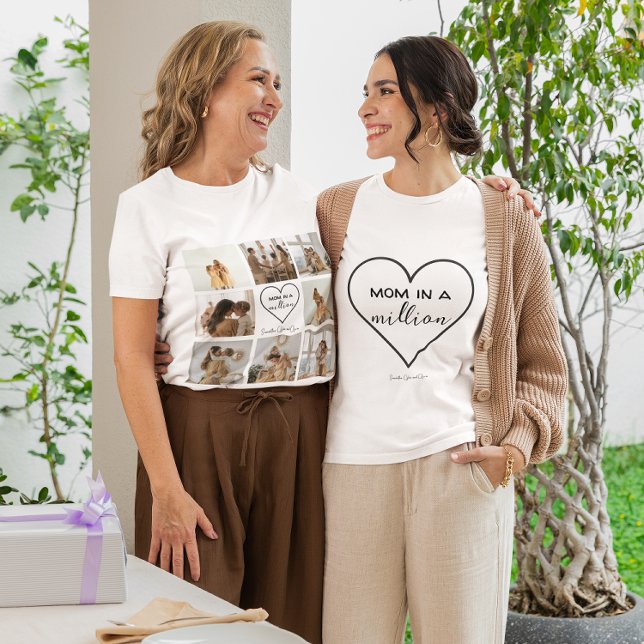 Camiseta T-Shirt de Colagem de Fotos Personalizada | "Mãe e (Criador carregado)