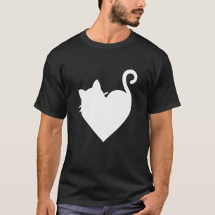 Camiseta T-Shirt de Coração de Gato Bonito 5 Cores - Wh