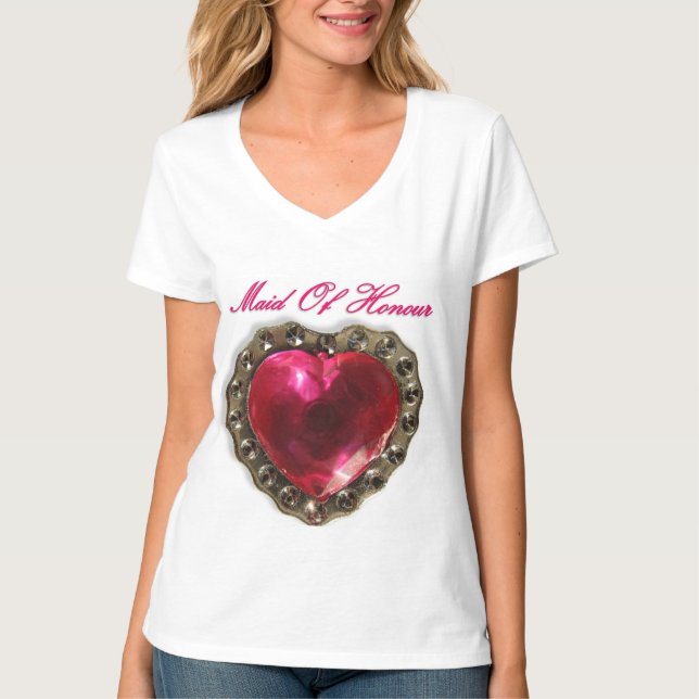 Camiseta T-Shirt de Coração Rosa-madrinha de casamento (Frente)